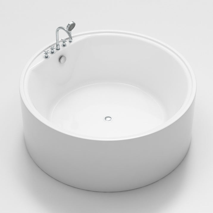 Acrylic Round Bath Tub Whirlpool Freestanding Bathtub with Tub Filler and Trim Kit