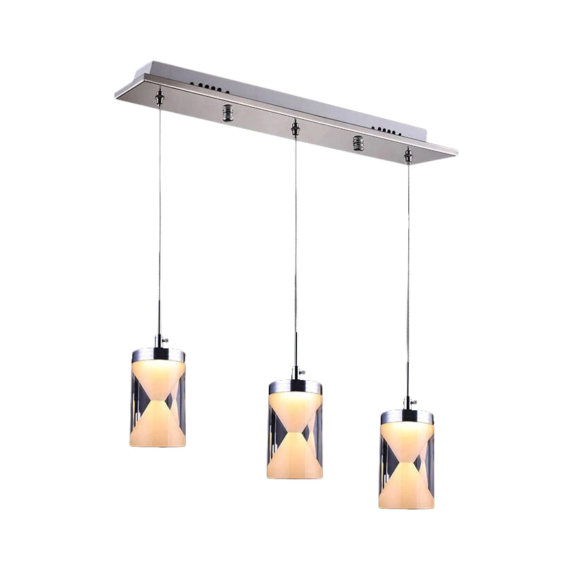 LED de sablier acrylique LED HORDING MODERNISME 3 Bulbes Praginage en grappe Chrome en lumière chaude / blanche