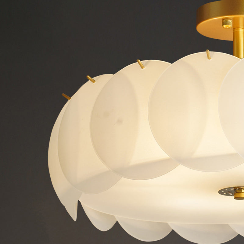 Modern Style Drum Shape Flush Mount Glass Ceiling Light for Living Room