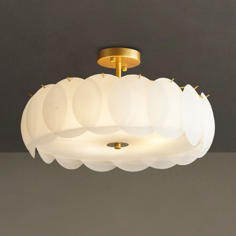 Modern Style Drum Shape Flush Mount Glass Ceiling Light for Living Room