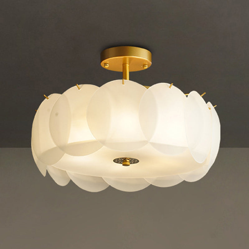 Modern Style Drum Shape Flush Mount Glass Ceiling Light for Living Room