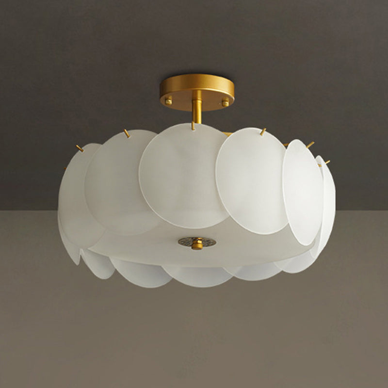 Modern Style Drum Shape Flush Mount Glass Ceiling Light for Living Room
