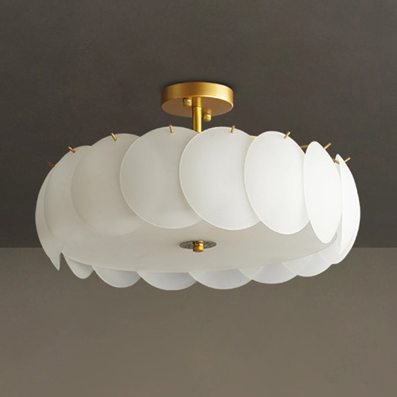 Modern Style Drum Shape Flush Mount Glass Ceiling Light for Living Room
