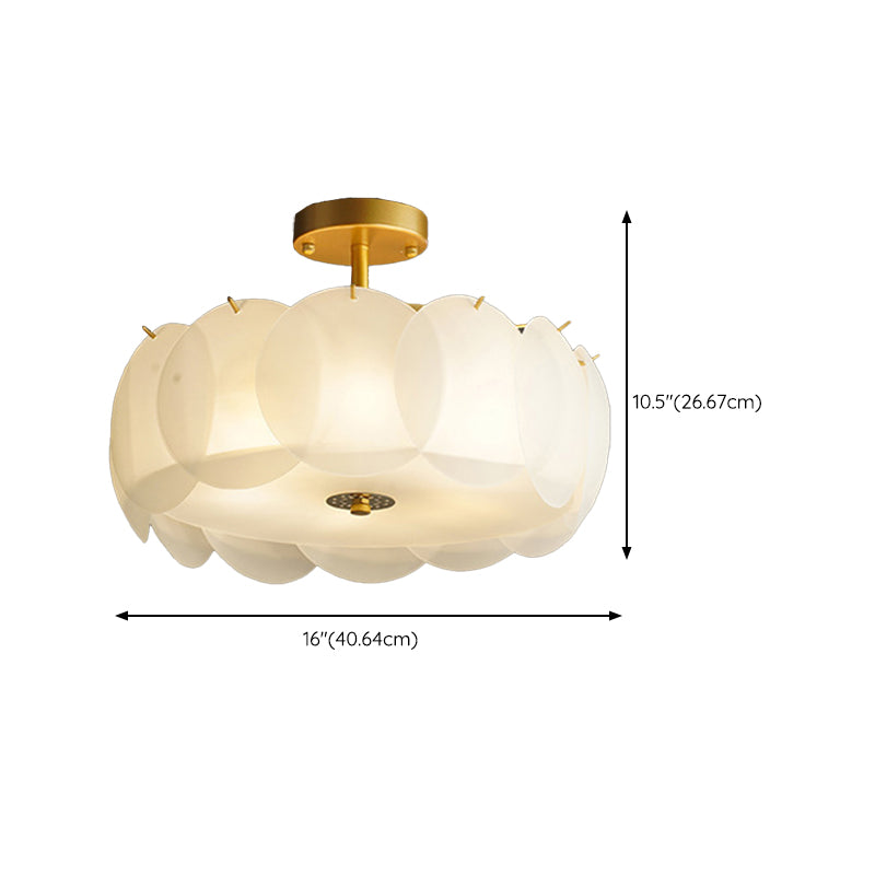 Modern Style Drum Shape Flush Mount Glass Ceiling Light for Living Room