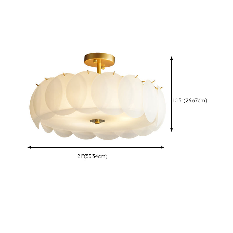 Modern Style Drum Shape Flush Mount Glass Ceiling Light for Living Room