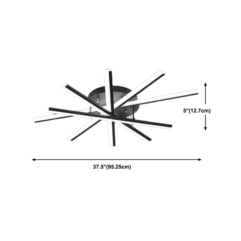 LED Modern Metal Flush Mount Sputnik Shape Ceiling Light with Acrylic Shade for Bedroom