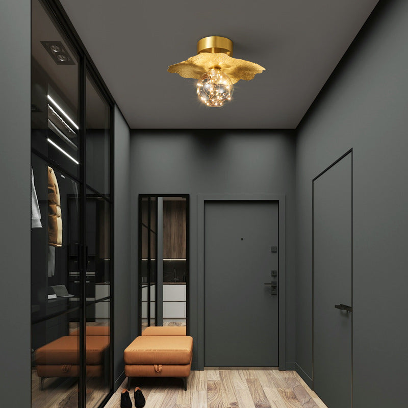 Modern Creative Style Ceiling Lamp Brass and Glass Lighting Fixture in Gold for Hallway
