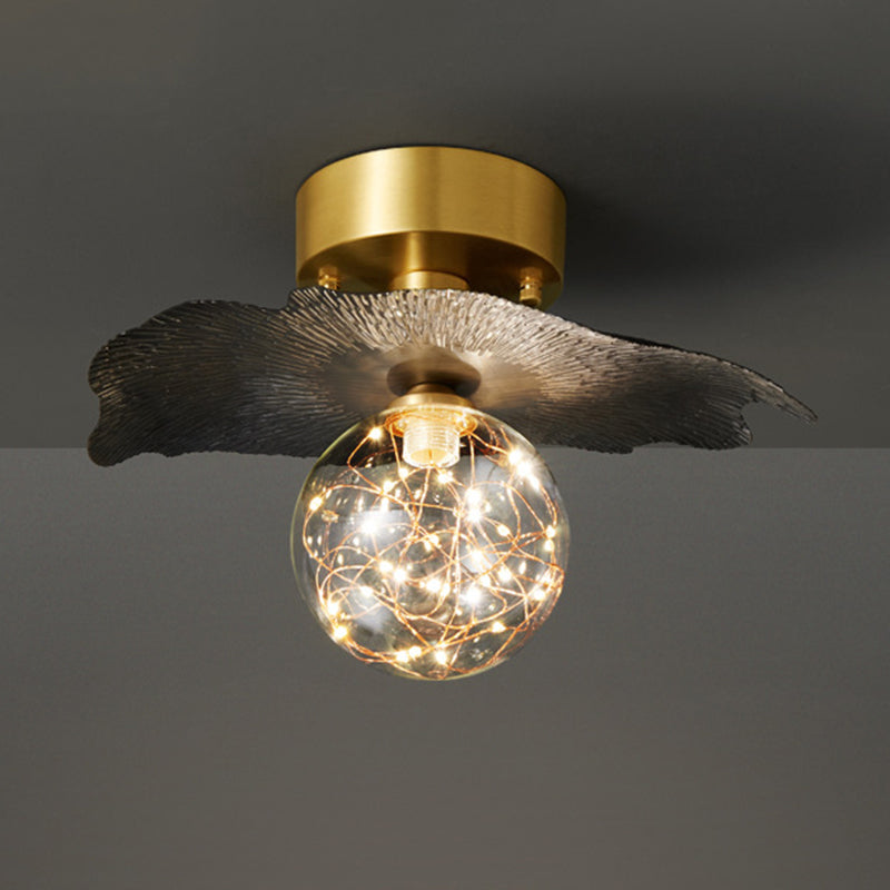 Modern Creative Style Ceiling Lamp Brass and Glass Lighting Fixture in Gold for Hallway
