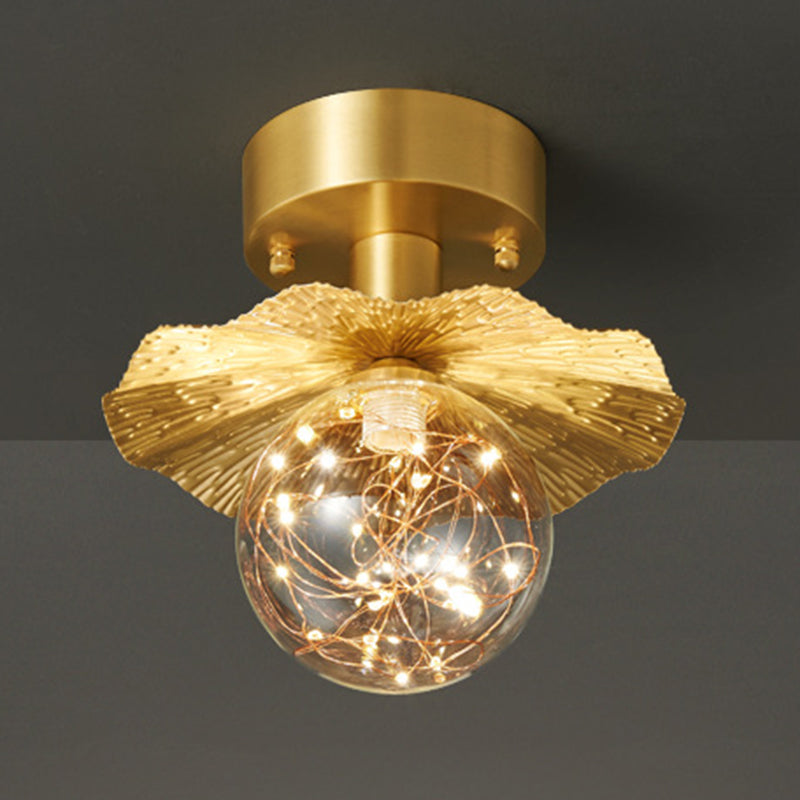 Modern Creative Style Ceiling Lamp Brass and Glass Lighting Fixture in Gold for Hallway