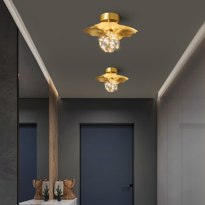 Modern Creative Style Ceiling Lamp Brass and Glass Lighting Fixture in Gold for Hallway