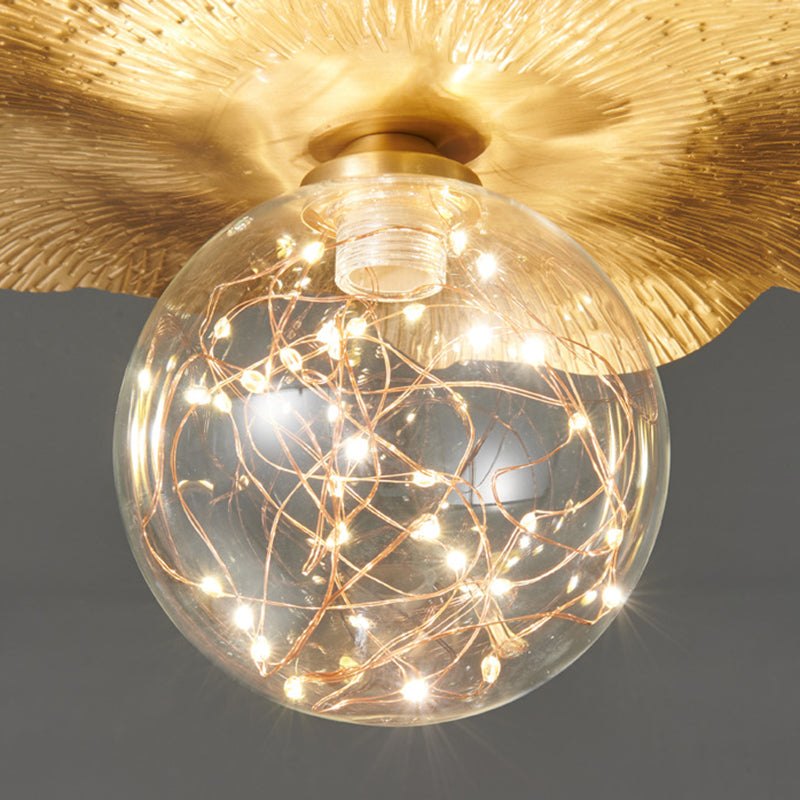 Modern Creative Style Ceiling Lamp Brass and Glass Lighting Fixture in Gold for Hallway