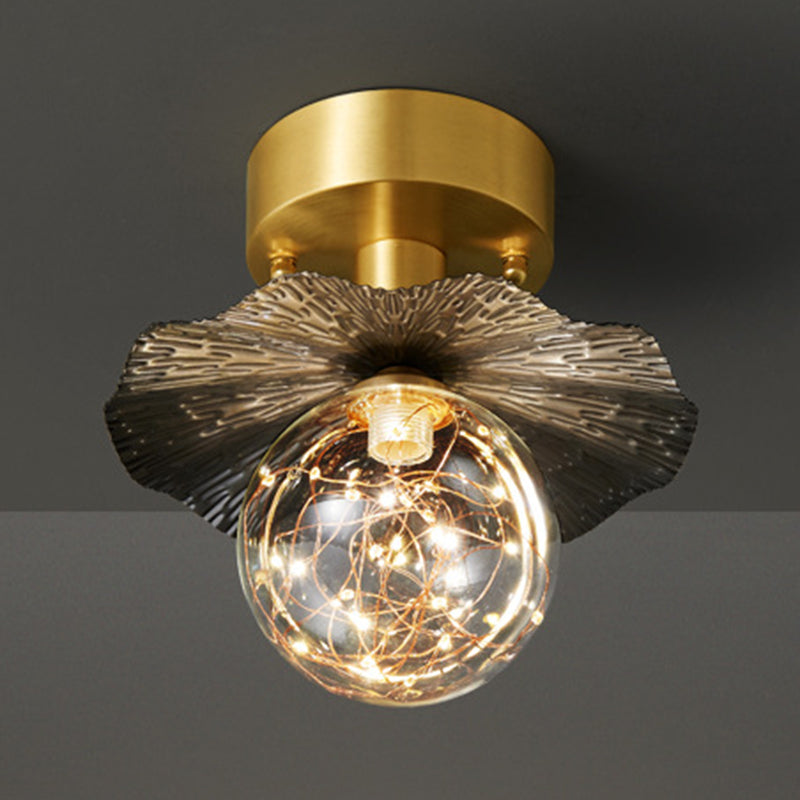 Modern Creative Style Ceiling Lamp Brass and Glass Lighting Fixture in Gold for Hallway