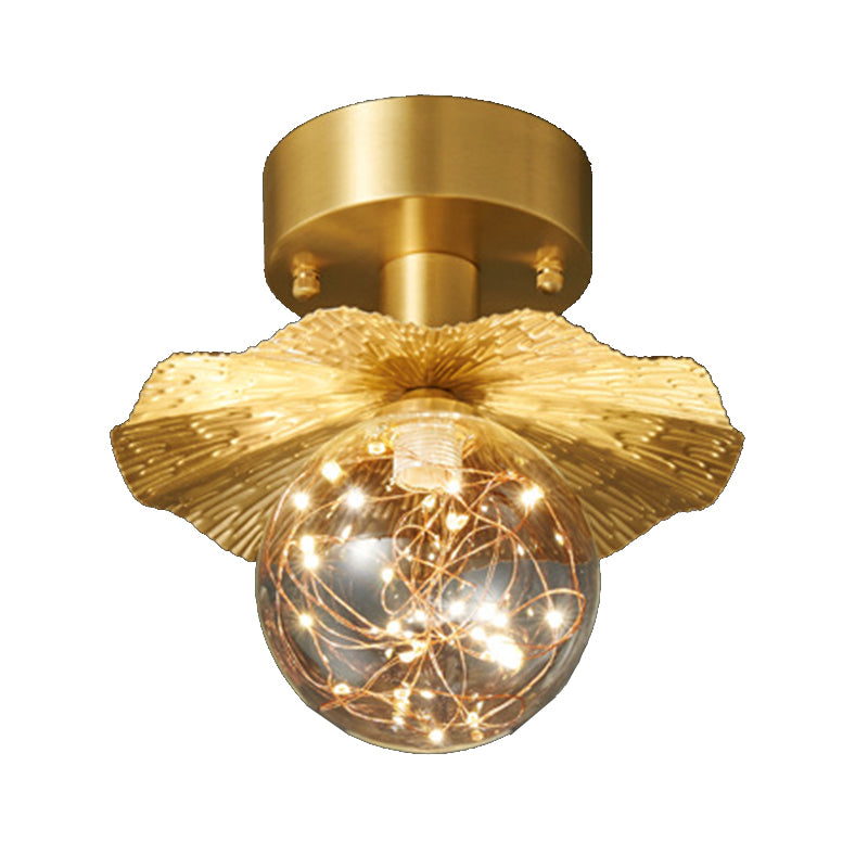 Modern Creative Style Ceiling Lamp Brass and Glass Lighting Fixture in Gold for Hallway