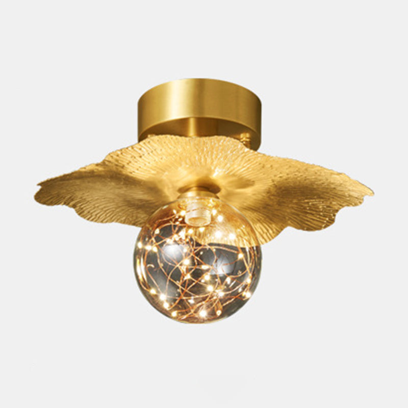 Modern Creative Style Ceiling Lamp Brass and Glass Lighting Fixture in Gold for Hallway