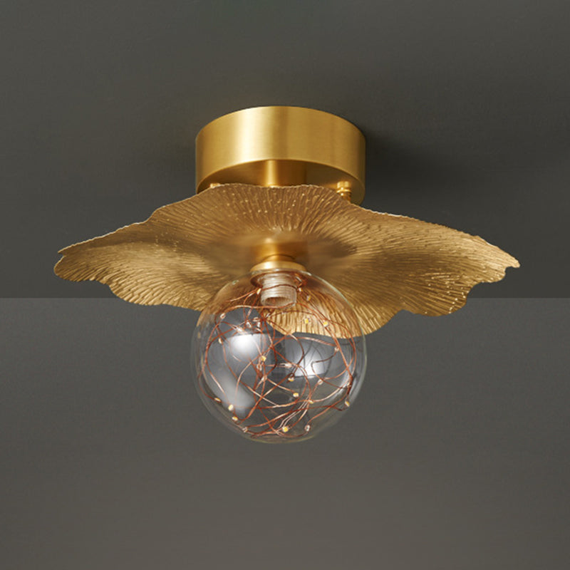 Modern Creative Style Ceiling Lamp Brass and Glass Lighting Fixture in Gold for Hallway