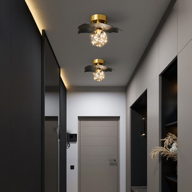 Modern Creative Style Ceiling Lamp Brass and Glass Lighting Fixture in Gold for Hallway