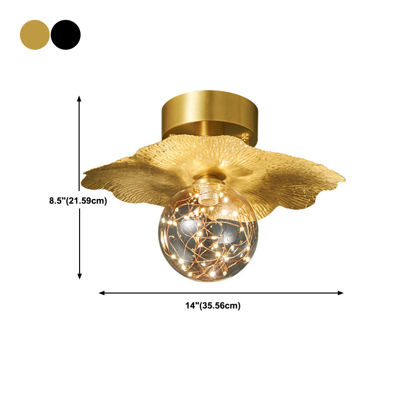 Modern Creative Style Ceiling Lamp Brass and Glass Lighting Fixture in Gold for Hallway