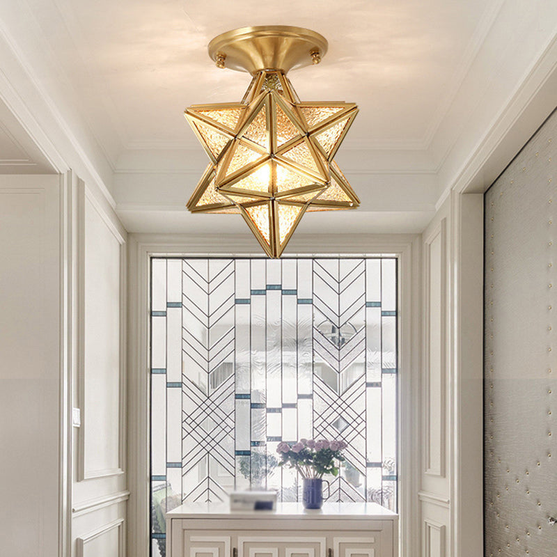 Contemporary Ceiling Lighting Star-Shade Flush Mount Fixture with Glass for Hallway