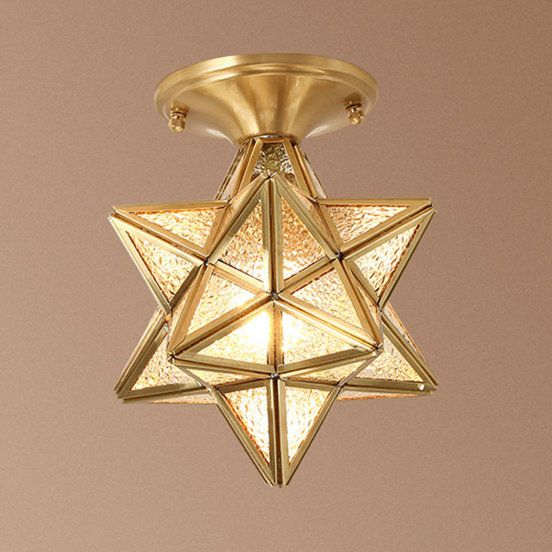 Contemporary Ceiling Lighting Star-Shade Flush Mount Fixture with Glass for Hallway