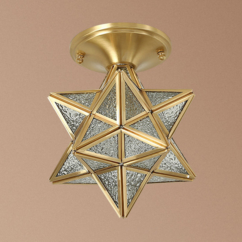 Contemporary Ceiling Lighting Star-Shade Flush Mount Fixture with Glass for Hallway