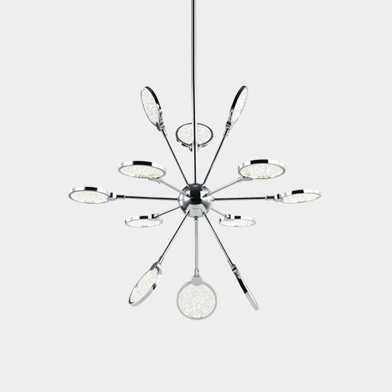 Sputnik Hanging Chandelier Modernist Metallic LED Chrome Suspended Pendant Light with Acrylic Shade in Warm/White Light