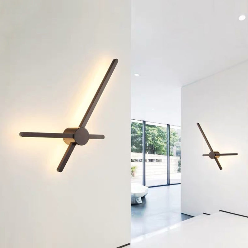 Éclairage mural à ligne croisée de café Caxe simple LED ACRYIQUE MONTRE MUR MOURT
