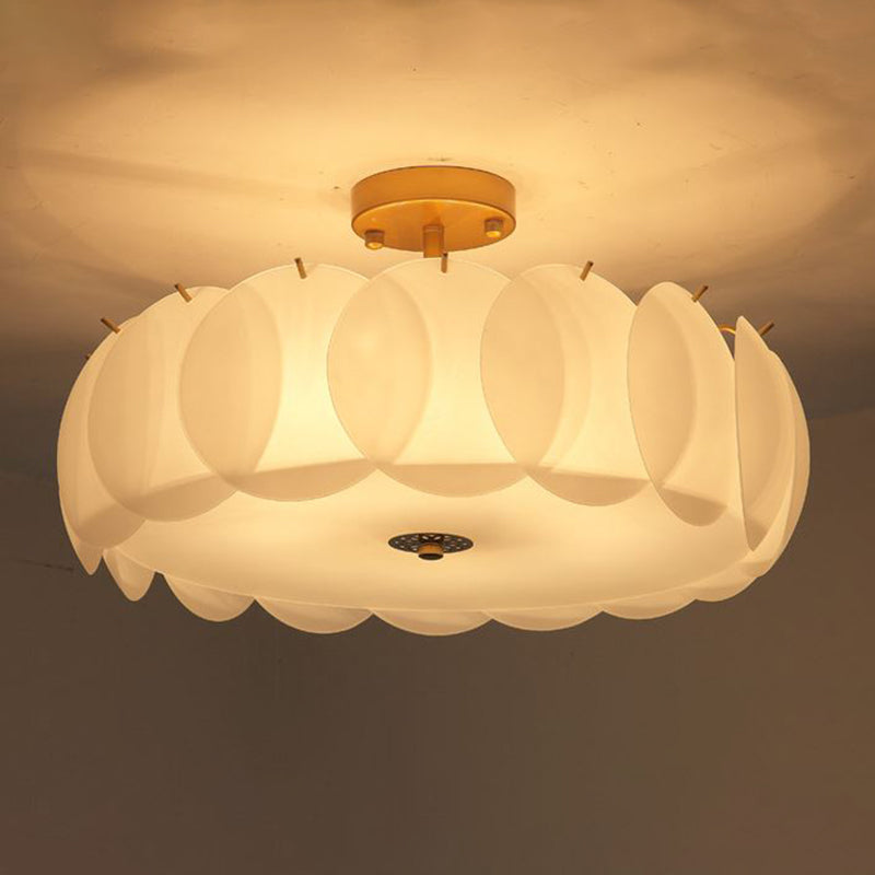 Nordic Ceiling Lighting White Glass Semi Flush Mount for Bedroom