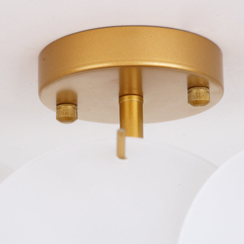 Nordic Ceiling Lighting White Glass Semi Flush Mount for Bedroom