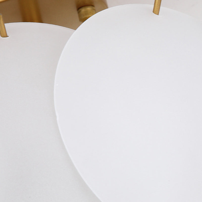 Nordic Ceiling Lighting White Glass Semi Flush Mount for Bedroom