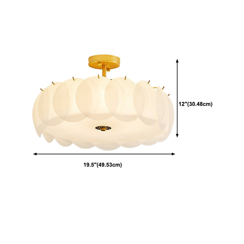 Nordic Ceiling Lighting White Glass Semi Flush Mount for Bedroom