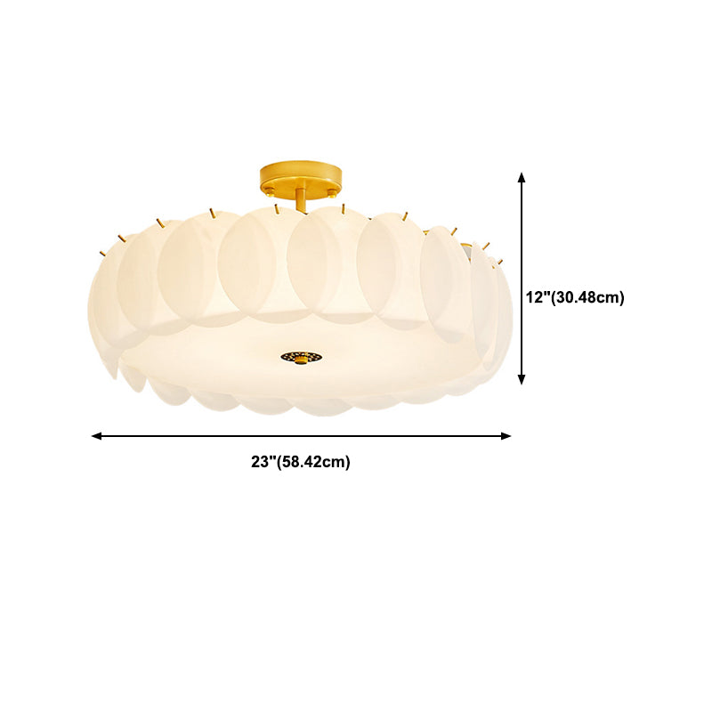 Nordic Ceiling Lighting White Glass Semi Flush Mount for Bedroom