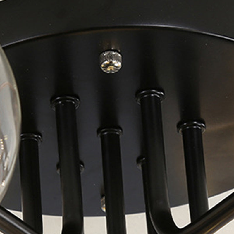 5/7-Light Modernism Black Flush Mount Lighting Glass Shaded Ceiling Light