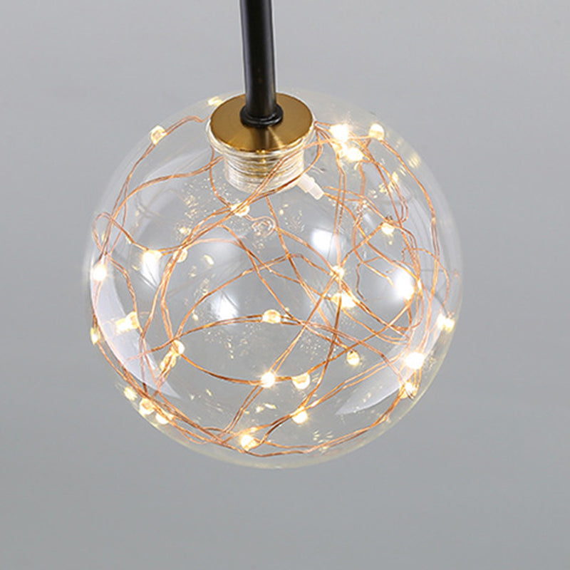 5/7-Light Modernism Black Flush Mount Lighting Glass Shaded Ceiling Light