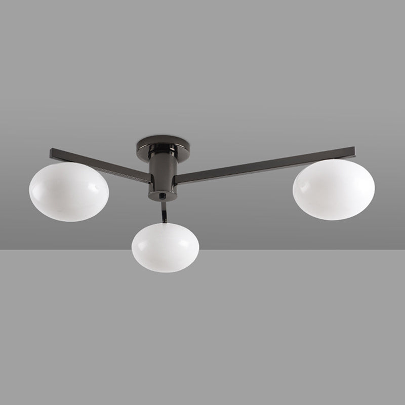 Modern Ceiling Lighting White Glass Semi Flush Mount for Living Room