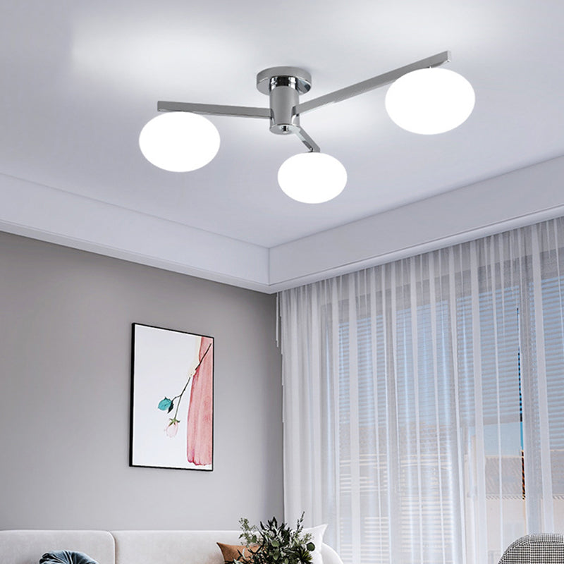 Modern Ceiling Lighting White Glass Semi Flush Mount for Living Room