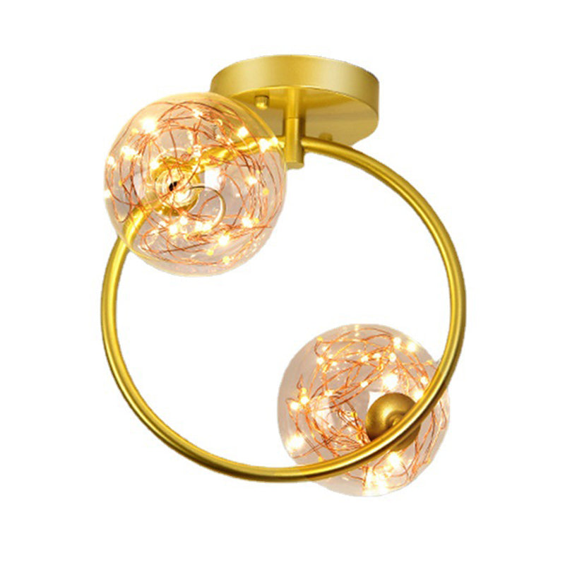Modern Gold Ceiling Lighting Glass Semi Flush Mount for Hallway