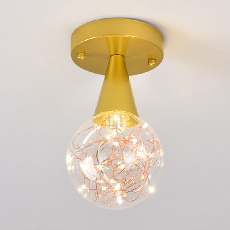 Modern Gold Ceiling Lighting Glass Semi Flush Mount for Hallway