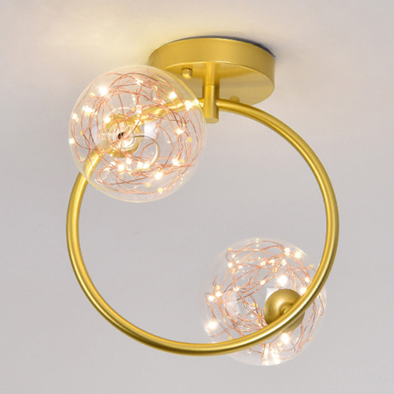 Modern Gold Ceiling Lighting Glass Semi Flush Mount for Hallway