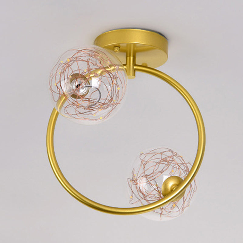 Modern Gold Ceiling Lighting Glass Semi Flush Mount for Hallway
