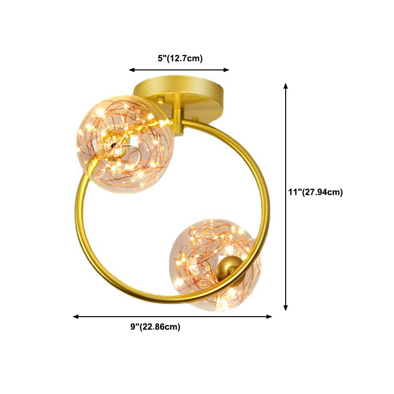 Modern Gold Ceiling Lighting Glass Semi Flush Mount for Hallway