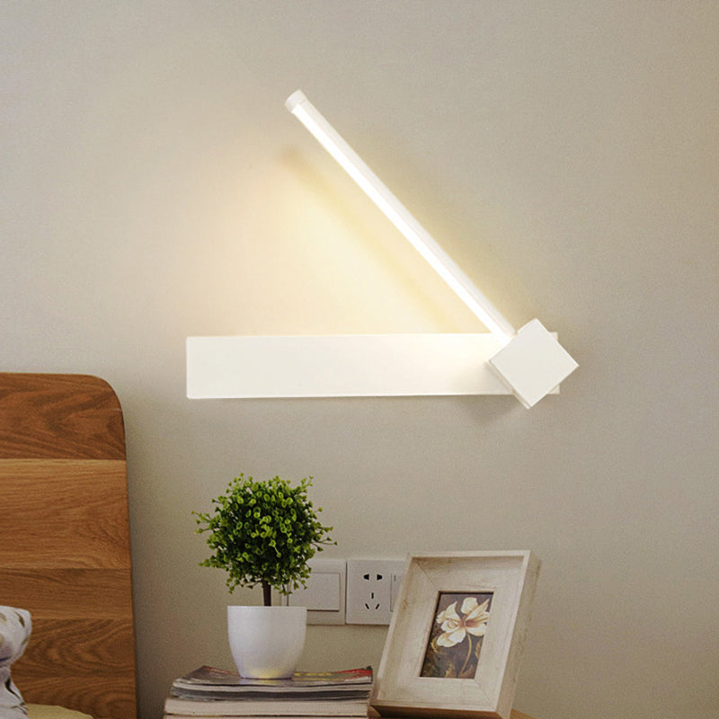 Modern LED Sconce Light Fixture White/Black Finish Rectangle and Linear Rotatable Wall Lamp with Acrylic Shade, White/Warm Light