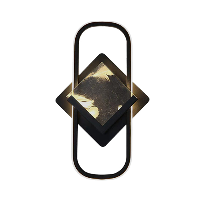 Black Square and Rectangle Wall Mount Lamp Modernist LED Acrylic Wall Light Fixture in White/Warm Light