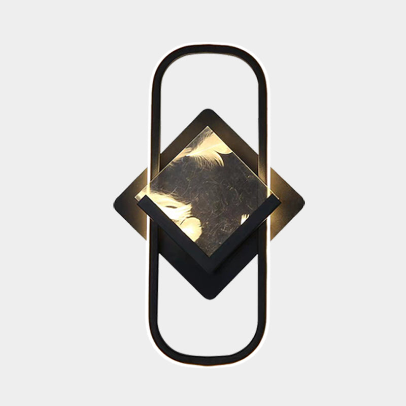 Black Square and Rectangle Wall Mount Lamp Modernist LED Acrylic Wall Light Fixture in White/Warm Light