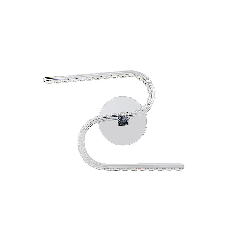 Minimalist S-Shape Sconce Lighting Metallic LED Bedside Wall Mount in Chrome with Acrylic Shade, Warm/White Light