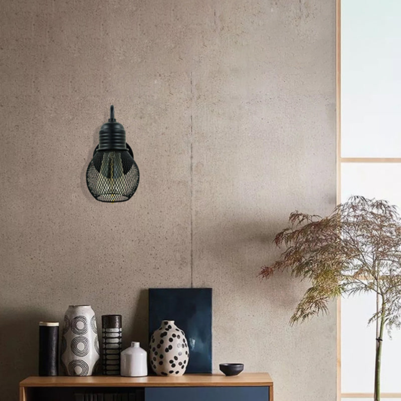 1 Light Wall Mount Light Fixture Industrial Wall Mounted Lighting in Black