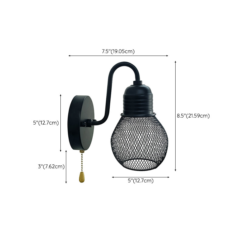 1 Light Wall Mount Light Fixture Industrial Wall Mounted Lighting in Black