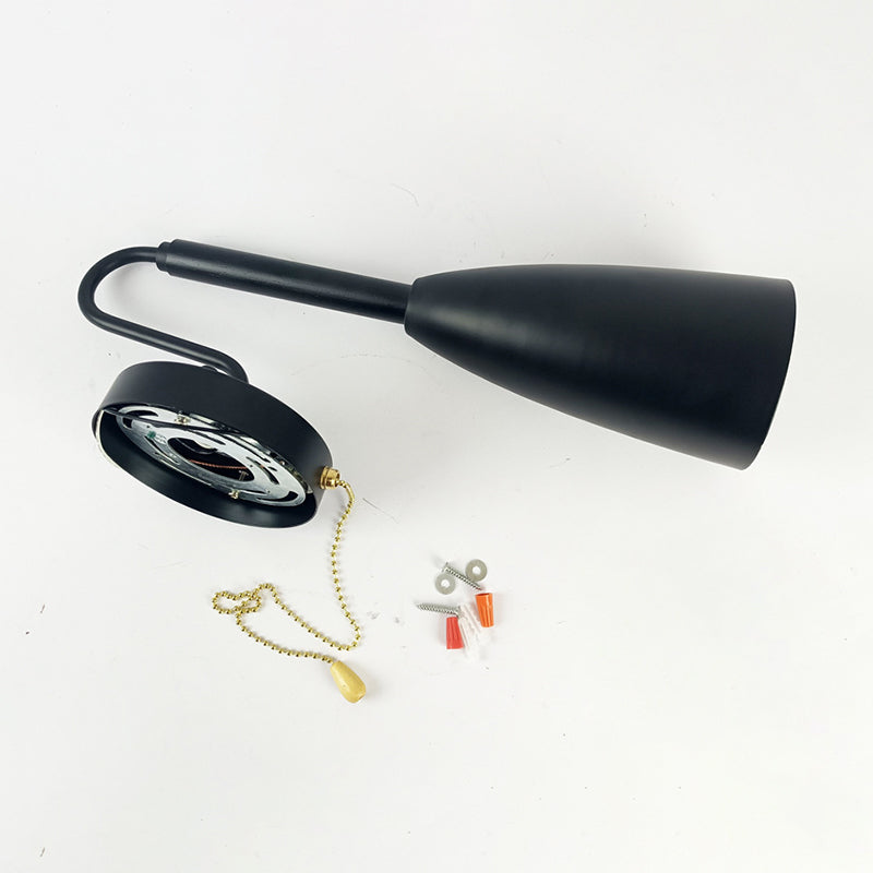 1 Light Unique Shape Wall Mount Light Fixture Industrial Wall Mounted Lighting in Black