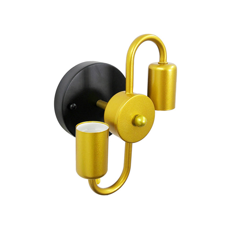 2 Light Unique Shape Wall Mount Light Fixture Industrial Wall Mounted Lighting in Gold