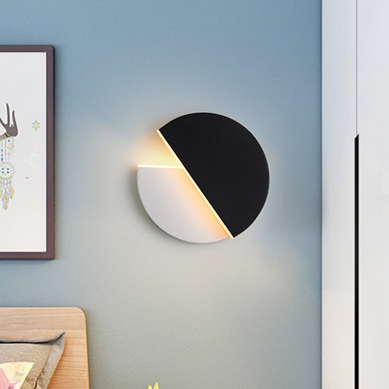 Modernism Double Semicircle Wall Mount Light Metal LED Bedroom Wall Lamp Sconce in Black and White