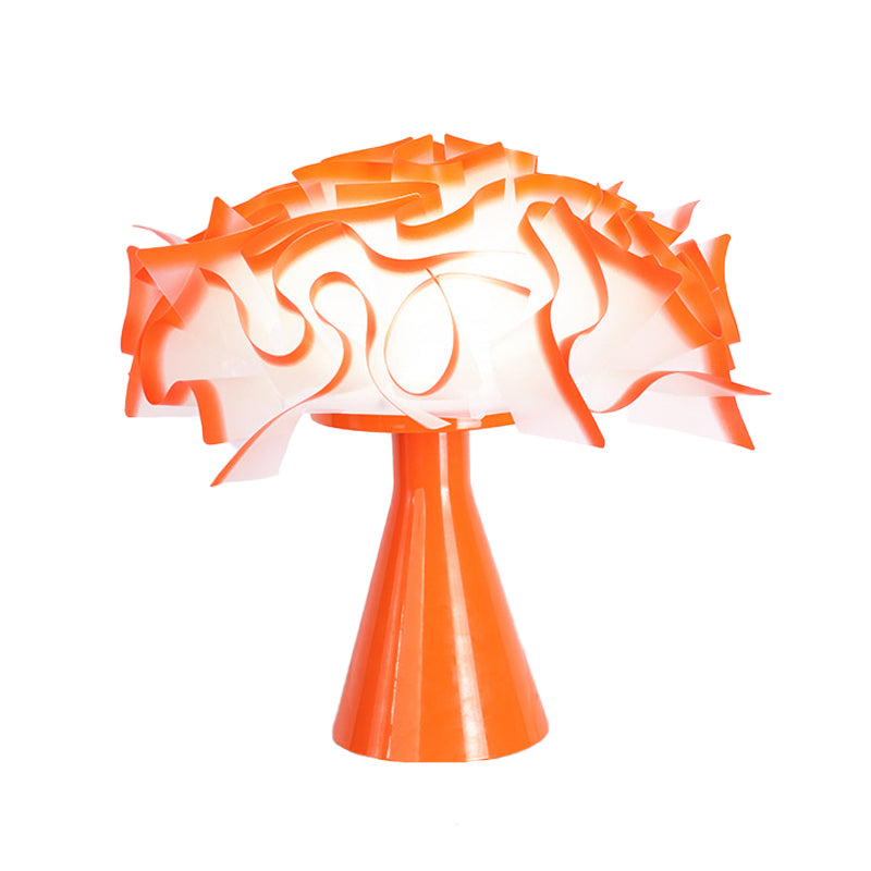 LED Bedroom Table Lighting Modern Orange Nightstand Lamp with Flower Acrylic Shade